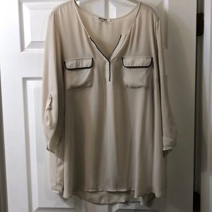 Cream and navy plus blouse